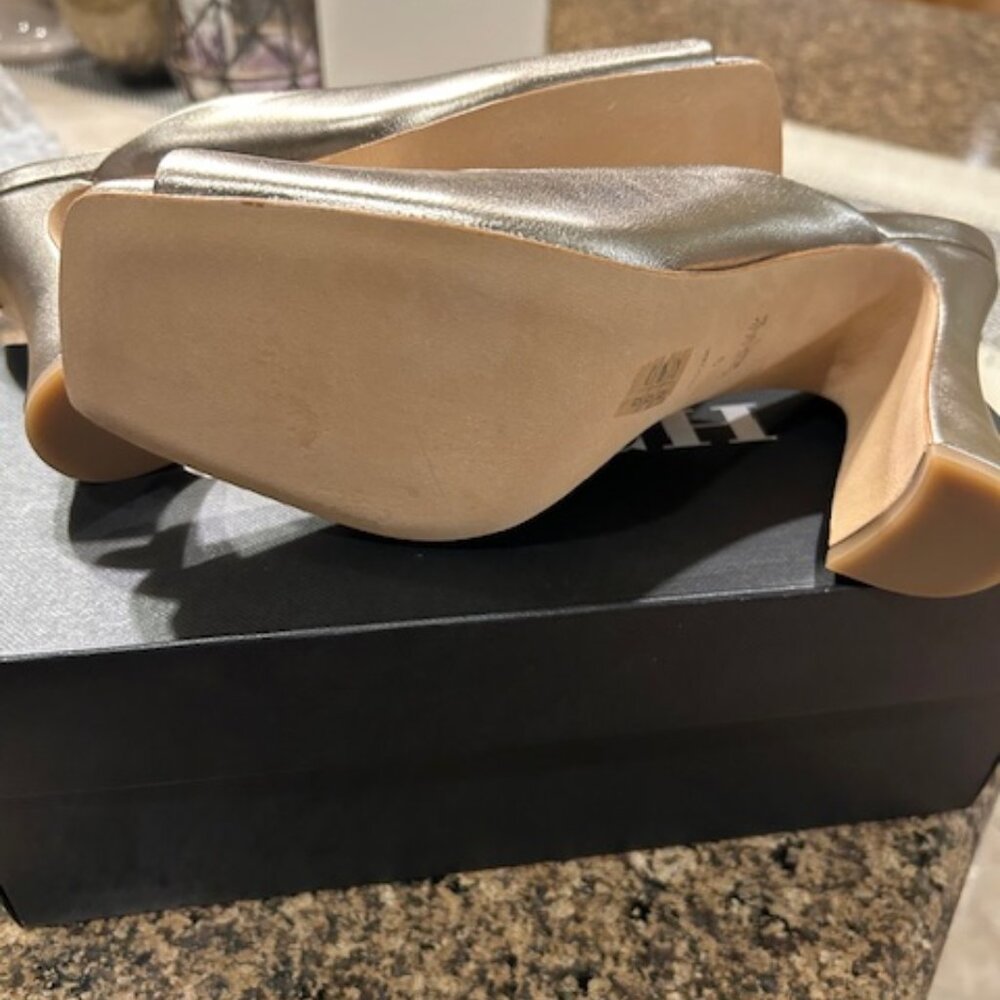 Coach Platinum Champagne Laurence Metallic Smooth Leather Upper Sandal - Picture 7 of 12